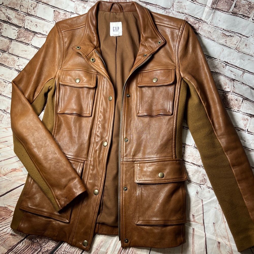 Gap brown soft leather jacket